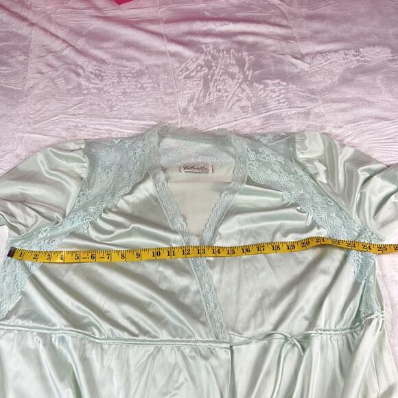 Vintage Collections JC Penneys mint lace embellished maxi slip robe, one size - Picture 6 of 9